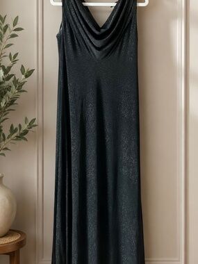 Calvin Klein BLACK Long Dress, Elegant sleveless maxi dress with soft draped nec